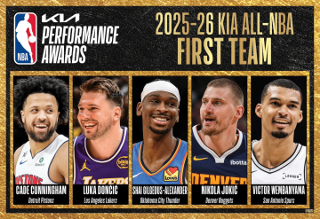 NBA最佳阵容一阵：文班东契奇领衔 约基奇入围